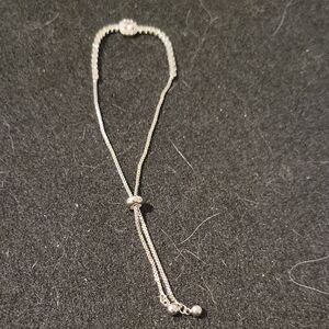 Silver Slider Bracelet with Sparkling Accent